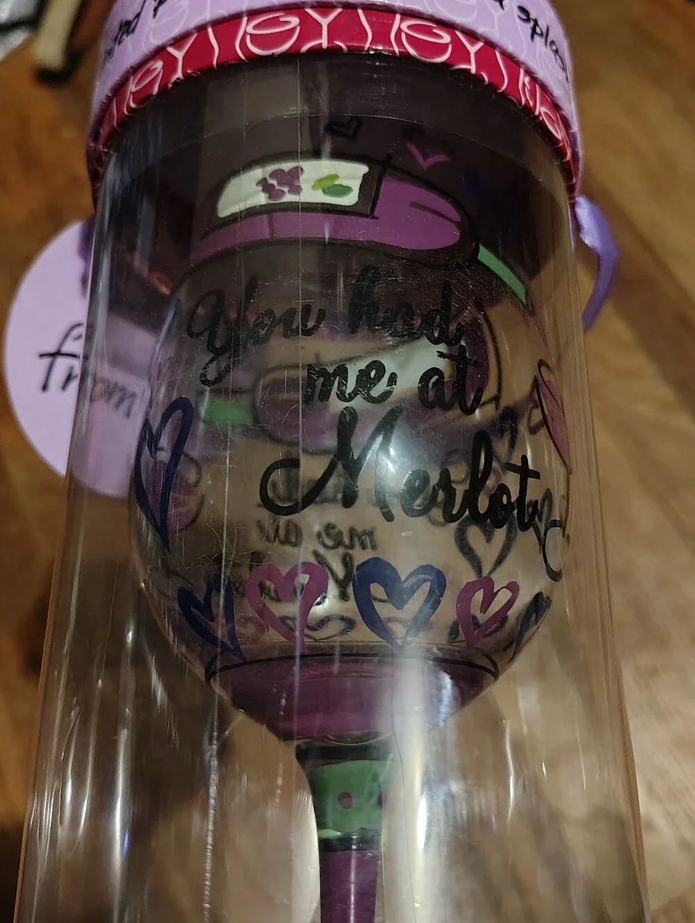 Hand-Painted Wine Glass with The Saying 